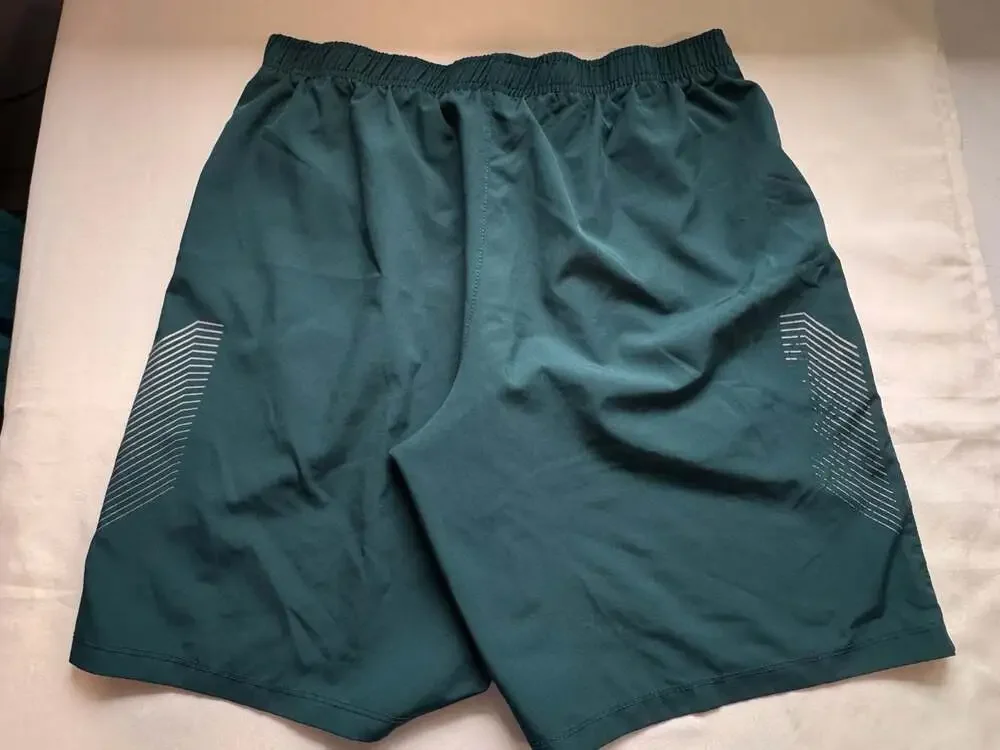 Men’s Large Dark Teal Athletic Shorts Gym Workout Running Activewear Stretch
